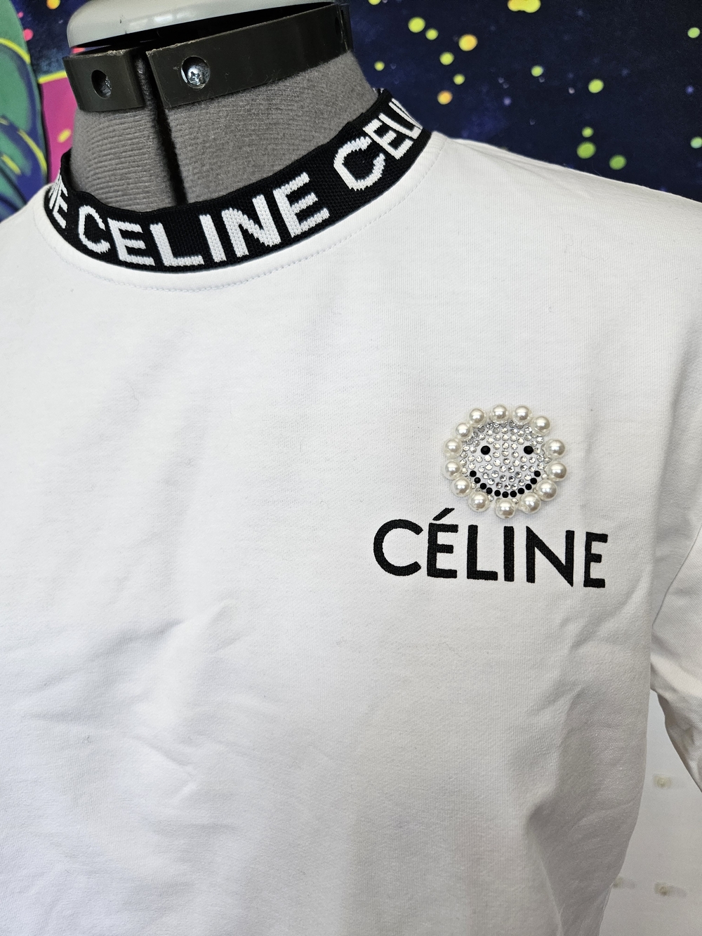 CELINE White Logo Tee and Matching Track Pants Set - Picture 2 of 9